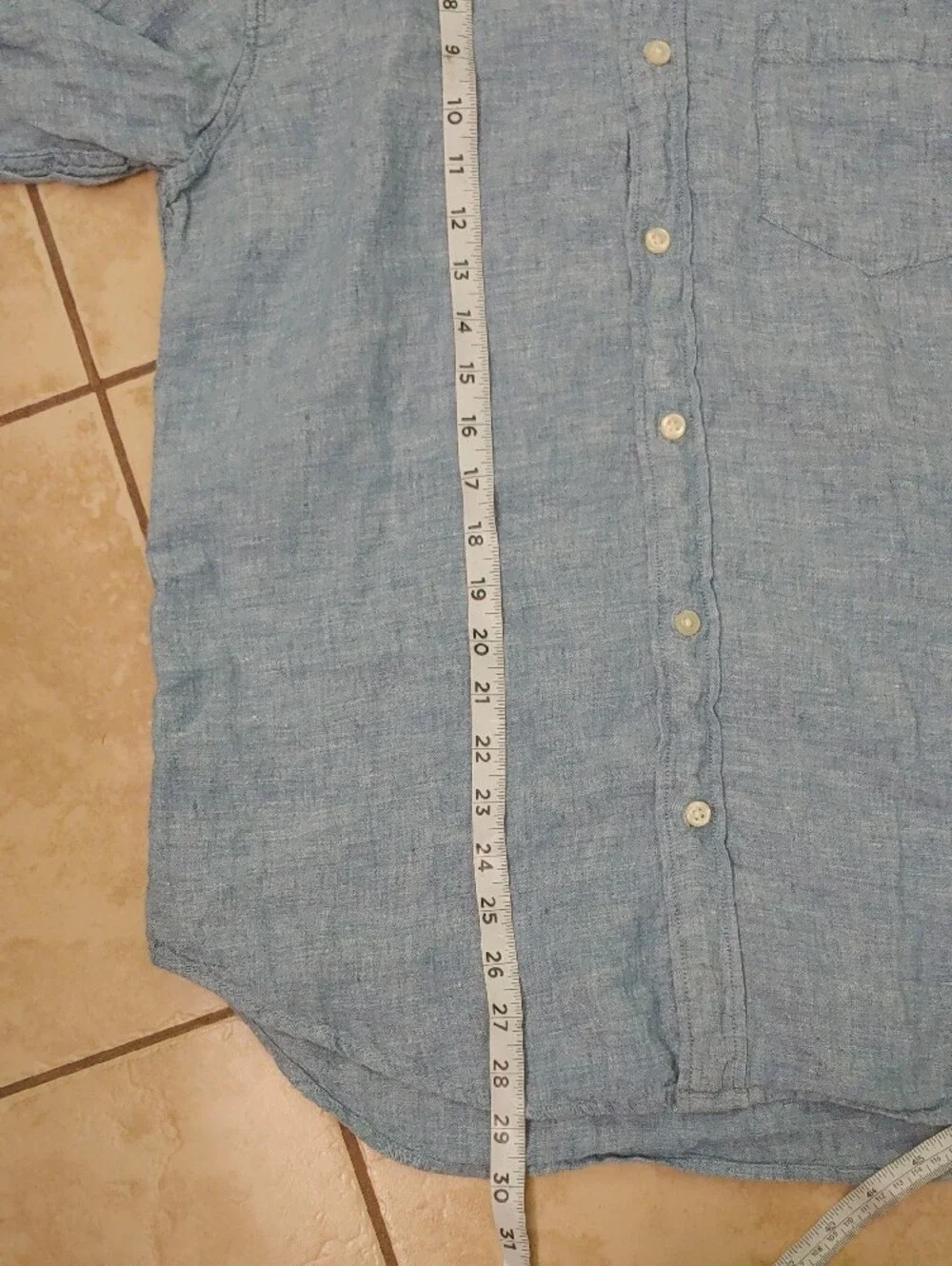 J. Crew Linen Chambray Shirt Men's M Light Blue Button Down